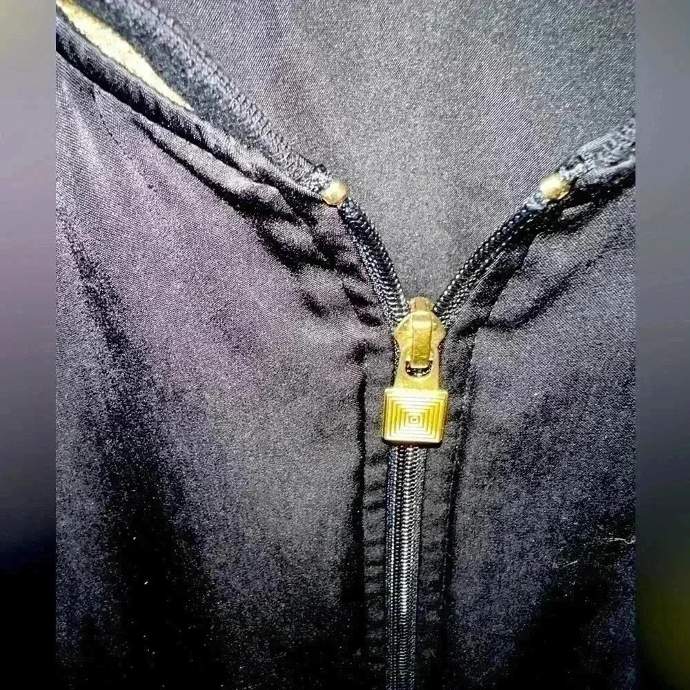 Lularoe‎ xl black satin jacket with logo on front and on zipper pull. EUC - Picture 5 of 8